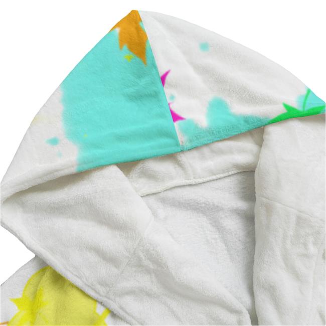 Preview: Bunter Bademantel Krümel aus Flanell – flauschig & farbenfroh, Größen S–2XL